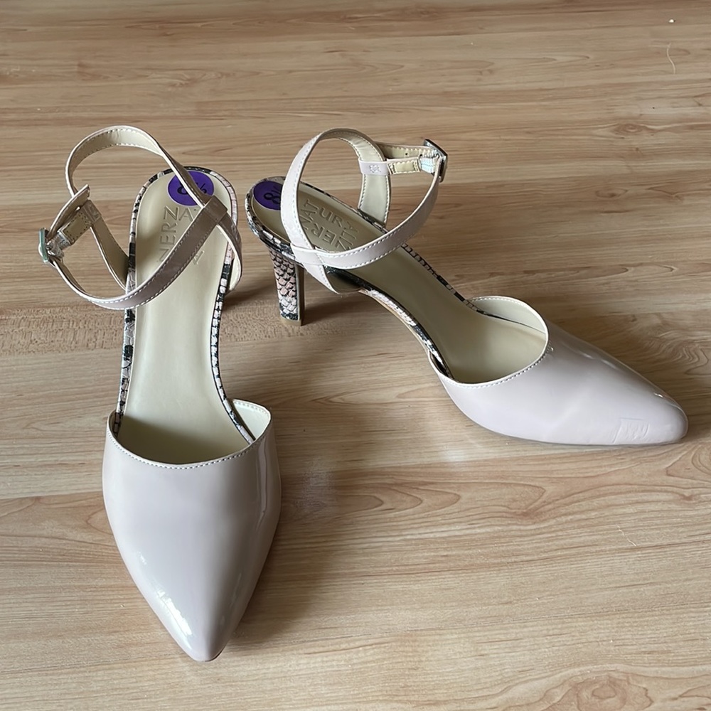 NEW Nude Pointed Snakeskin Heeled Heels